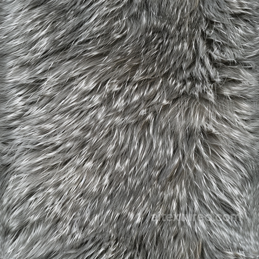 Gray Shaggy Fur Leather PBR Texture with Long Hair Detail seamless Leather PBR texture