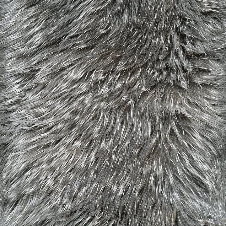 Gray Shaggy Fur Leather with Long Hair Detail seamless PBR texture preview