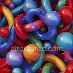 seamless Seamless 3D Inflated PBR Texture of Glossy Colorful Tubes and Spheres texture 8k free download PBR