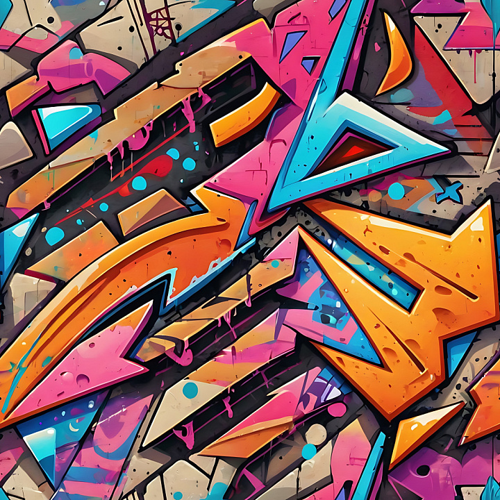 Graffiti Featuring Vibrant Arrows and Urban Spray Art seamless PBR texture preview