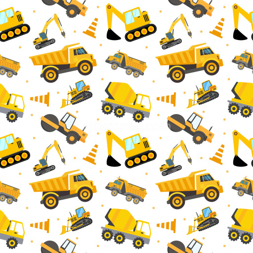 Pattern Bundle - Seamless 3D Pattern PBR Texture Featuring Playful Yellow Construction Vehicles and Traffi… texture preview