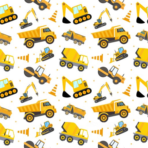 Pattern PBR Texture Featuring Playful Yellow Construction Vehicles and Traffic Cones seamless Pattern Bundle PBR texture