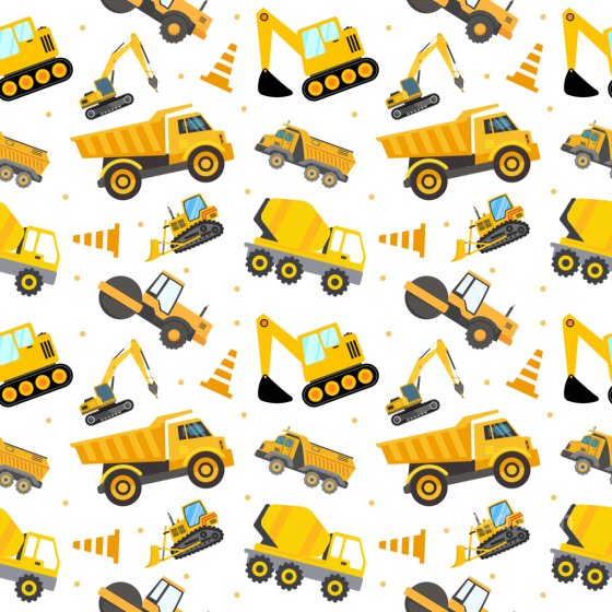 Pattern PBR Texture Featuring Playful Yellow Construction Vehicles and Traffic Cones Pattern Bundle texture preview