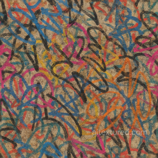 Retro Graffiti Wallpaper With Distressed Grunge Effect seamless Wallpaper PBR texture
