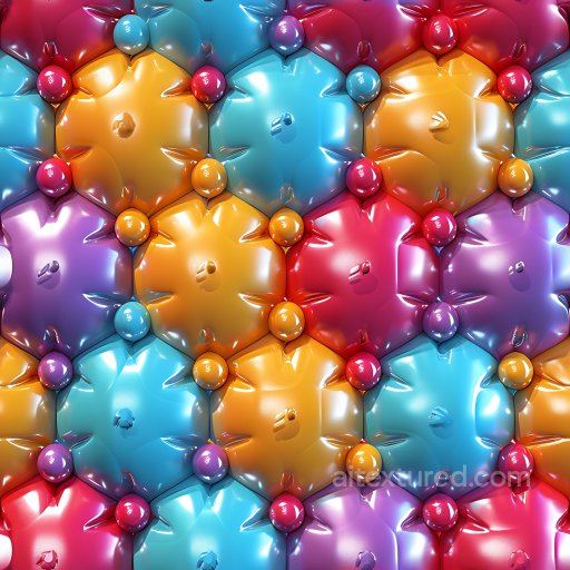 Inflated Vinyl Hexagonal Panels PBR Texture in Vibrant Colors seamless Inflated PBR texture