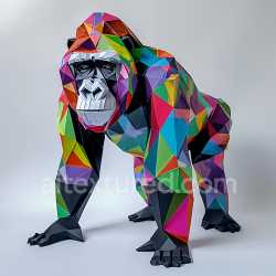 seamless Seamless 3D PBR Texture of Vibrant Polygonal Style Gorilla with Multicolor Facets texture 8k free download PBR