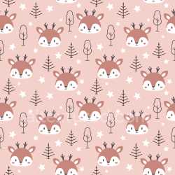 Pattern Bundle - Seamless 3D Pattern PBR Texture Featuring Cute Deer Heads and Minimalist Trees on Soft Pi… texture preview