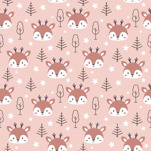 Pattern PBR Texture Featuring Cute Deer Heads and Minimalist Trees on Soft Pink Background seamless Pattern Bundle PBR texture