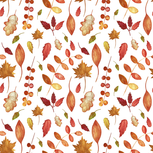 Seamless 3D PBR Texture Featuring Vibrant Autumn Leaves and Berries Pattern