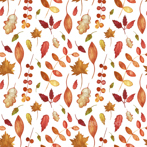 Featuring Vibrant Autumn Leaves and Berries Pattern seamless Autumn Leaves PBR texture