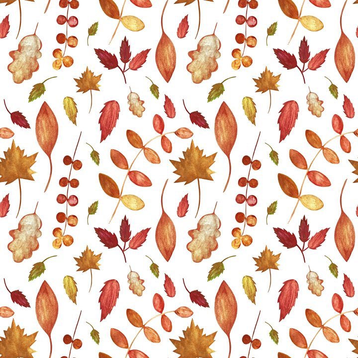Featuring Vibrant Autumn Leaves and Berries Pattern seamless PBR texture preview