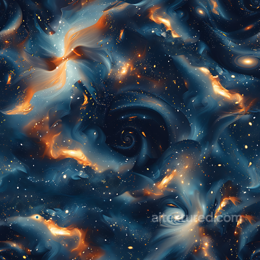 Abstract Cosmic Camouflage PBR Texture with Swirling Nebulae and Starfield Details seamless Color Camouflage PBR texture