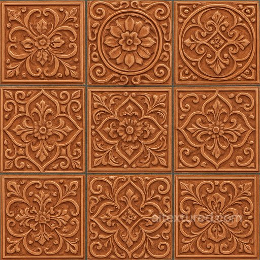 Ornate Terracotta Tile Seamless Texture seamless Ceramic-tile PBR texture