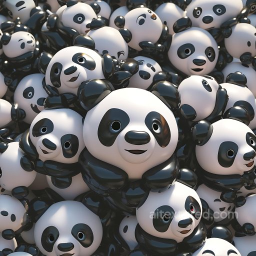 Inflated PBR Texture Featuring Glossy Black-and-White Panda Plush Surfaces seamless Inflated PBR texture