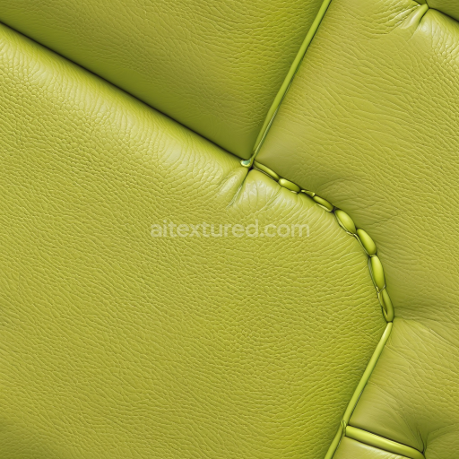 Seamless 3D vibrant lime green quilted leather PBR texture with fine grain and stitched panels