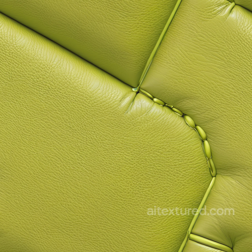 vibrant lime green quilted leather PBR texture with fine grain and stitched panels seamless Leather PBR texture
