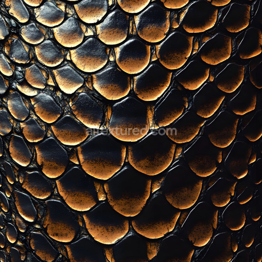 Seamless 3D Reptilian Skin PBR Texture Featuring Glossy, Layered Scales