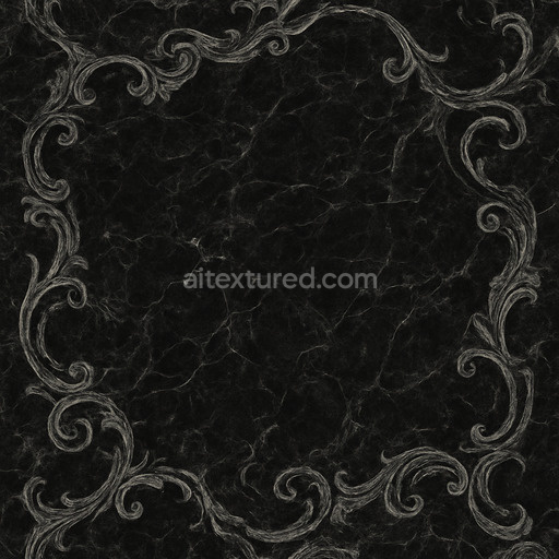 Ornate Black Marble Texture Seamless
