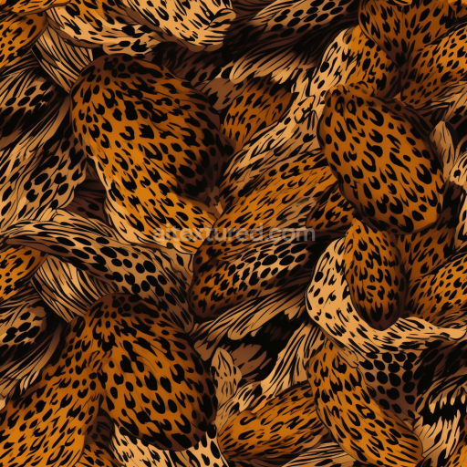 Seamless 3D PBR Leopard Print Fabric Texture with Rich Orange and Black Spots