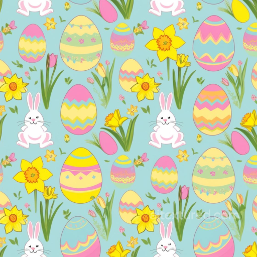 Featuring Colorful Easter Eggs, Bunnies, and Spring Flowers seamless All Christmas Digital paper PBR texture