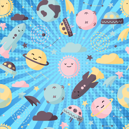 with Cute Cartoon Space and Planets Pattern seamless Baby Boy PBR texture