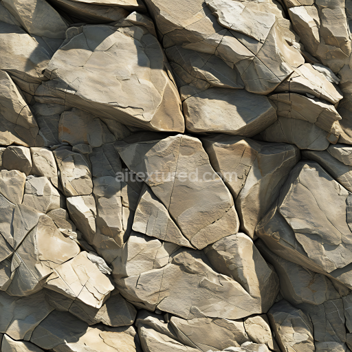 Seamless 3D PBR Cracked Cliff Rock Wall Texture in Warm Beige Tones