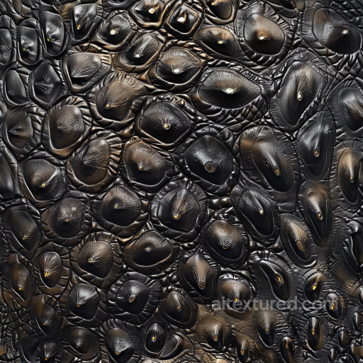 Black Steampunk Style Studded Leather Seamless Texture with Intricate Grain seamless Leather PBR texture