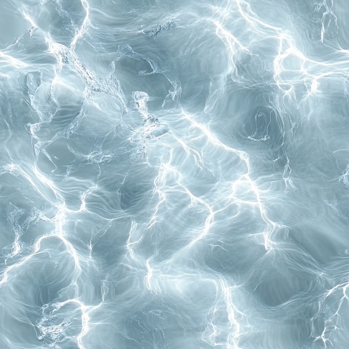 Clear Water with Luminous Caustic Patterns and Subtle Ripples seamless PBR texture preview