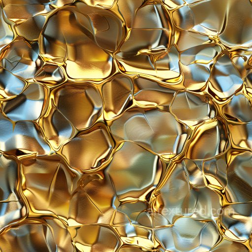Seamless 3D PBR Texture Featuring Glossy Organic Gold and Blue Abstract Forms texture preview