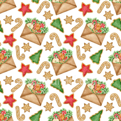 seamless Seamless 3D PBR Christmas Holiday Texture with Festive Cookie and Envelope Motifs texture 8k free download PBR