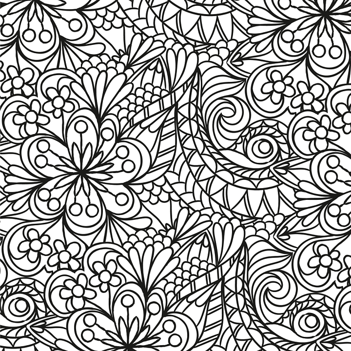 with Intricate Black & White Floral Hand-Drawn Pattern seamless PBR texture preview