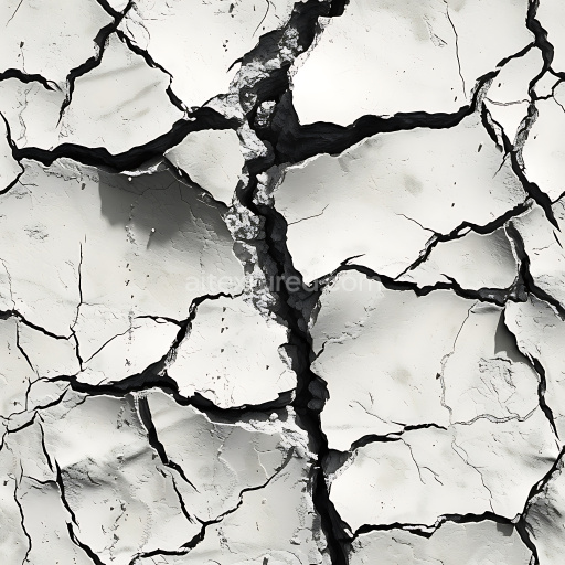 Preview — Seamless 3D Cracked White Plaster PBR Texture with Deep Fissures and Rough Edges