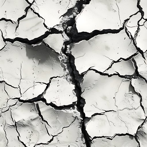 Cracked White Plaster PBR Texture with Deep Fissures and Rough Edges seamless Cracked & Holes PBR texture