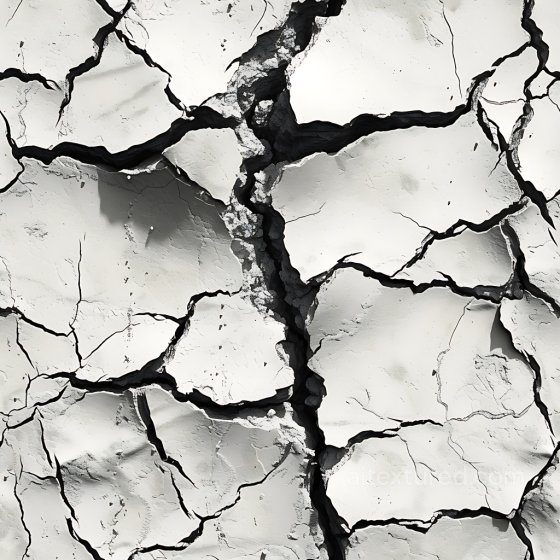 Cracked White Plaster PBR Texture with Deep Fissures and Rough Edges Cracked & Holes texture preview
