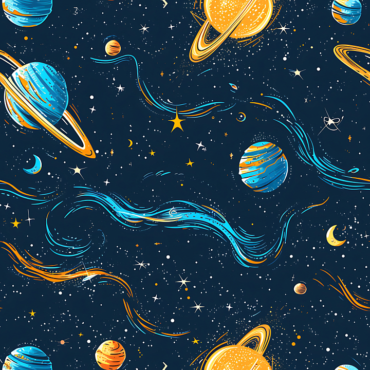 Stylized Cosmic Space with Galaxies and Nebula Streaks seamless PBR texture preview