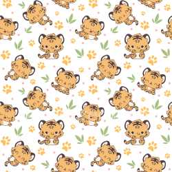 Pattern Bundle - Seamless 3D Pattern PBR Texture with Adorable Cartoon Tiger Motifs and Paw Prints texture preview