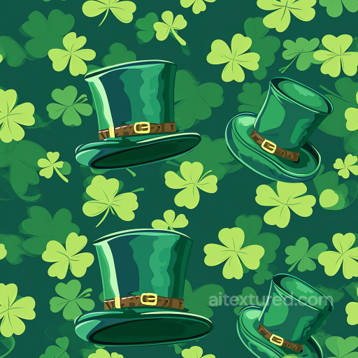 Digital Paper Texture Featuring Shamrocks and Green Leprechaun Hats seamless St patrick digital paper bundle PBR texture