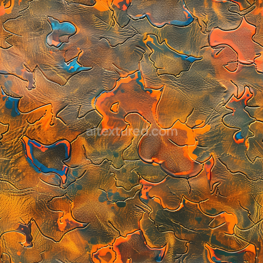 Preview — Seamless 3D PBR Cracked Distressed Orange Leather Texture with Multicolor Patina