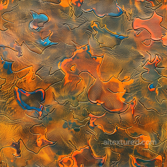 Cracked Distressed Orange Leather Texture with Multicolor Patina Leather texture preview