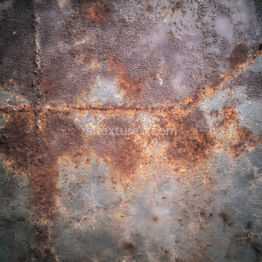 Seamless 3D PBR Texture of Rusted Metal Surface with Cracks and Corrosion