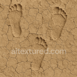 seamless Seamless 3d texture pbr 8k dry clay footprints with cracked earth surface texture 8k free download PBR