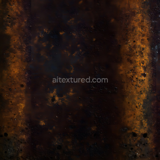 Seamless 3D PBR Rusted Metal Texture Featuring Dark Corrosion, Holes, and Worn Surfaces