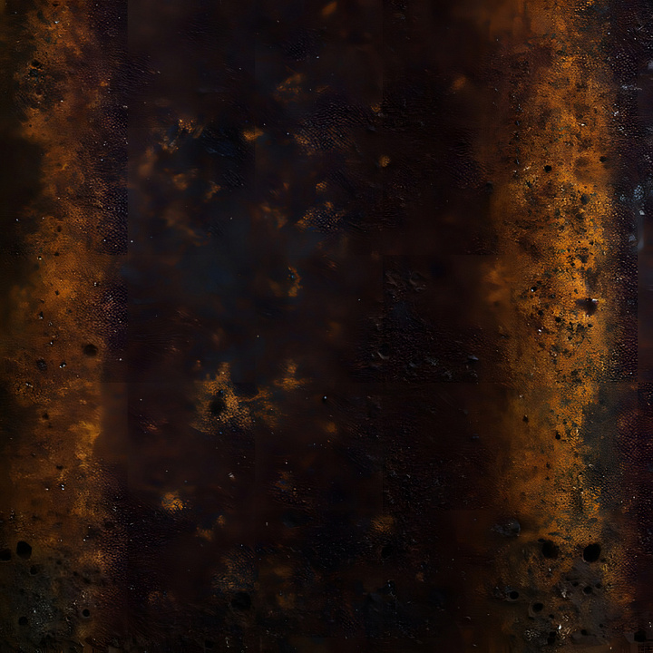 Rusted Metal Featuring Dark Corrosion, Holes, and Worn Surfaces seamless PBR texture preview