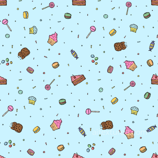 Colorful Birthday Sweets on Light Blue Seamless Texture seamless Birthday PBR texture