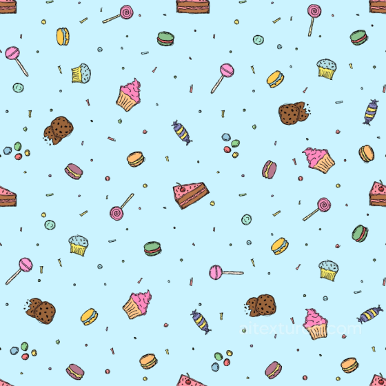 Colorful Birthday Sweets on Light Blue Seamless Texture Birthday texture preview