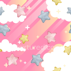 seamless Seamless 3D PBR Watercolor Star Pattern Texture with Pastel Colors and Clouds texture 8k free download PBR