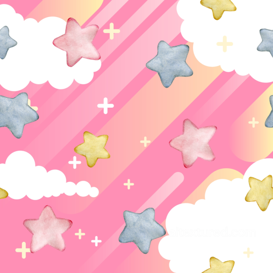 Watercolor Star Pattern Texture with Pastel Colors and Clouds Baby girl texture preview