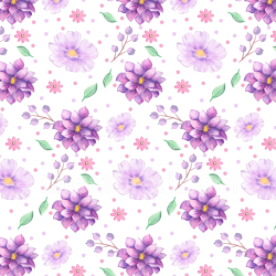 seamless Seamless 3D PBR Texture of Purple Flower Pattern Fabric with Watercolor Style texture 8k free download PBR
