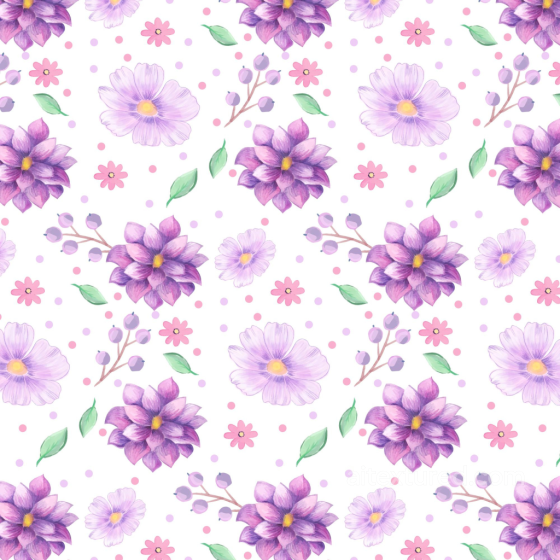 Purple Flower Pattern Fabric Seamless Texture with Watercolor Style Purple Flower texture preview