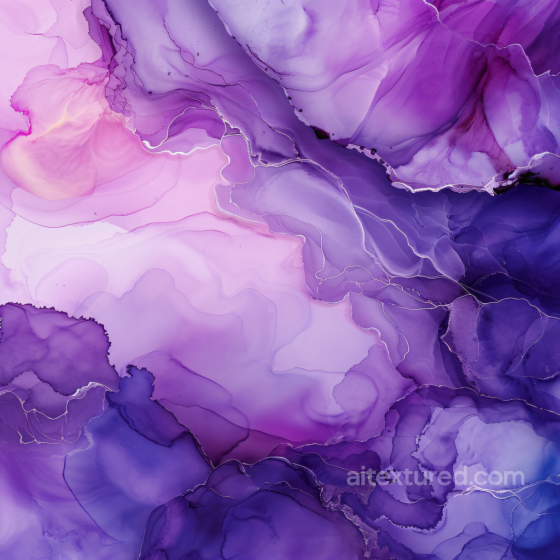 Alcohol Ink PBR Texture Featuring Elegant Purple and Violet Fluid Marbling with Gold Veins Alcohol ink texture preview